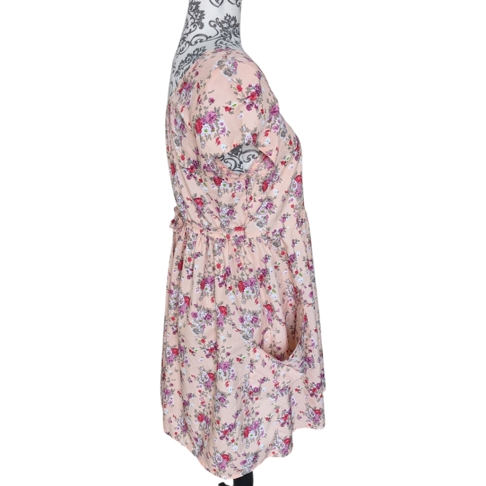 Band of Gypsies Floral Mini Dress Women Medium Pink Boho - Picture 5 of 9
